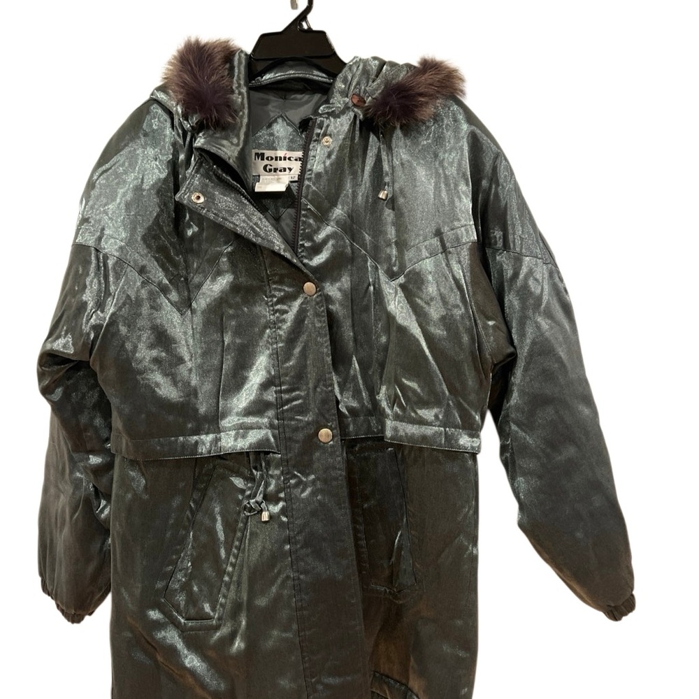 Monica Gray vintage Shimmering Silver Women's Ski Jacket Sz.12